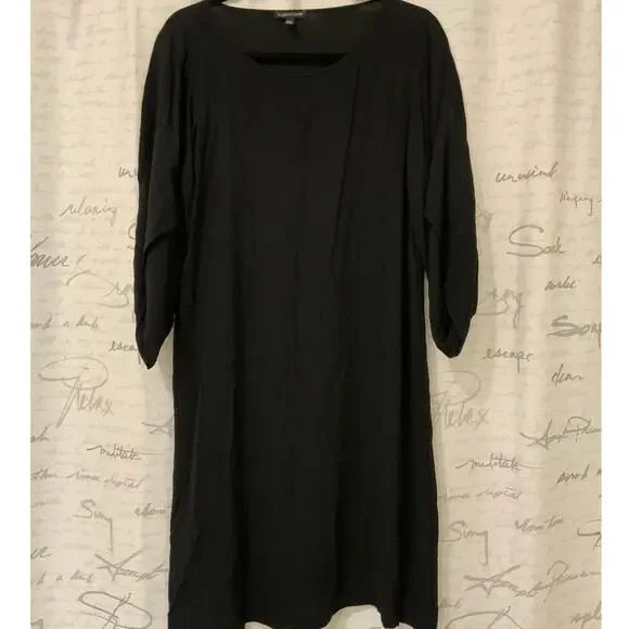 Eileen Fisher Silk Dress Tunic XS Little Black Dress - Picture 2 of 5
